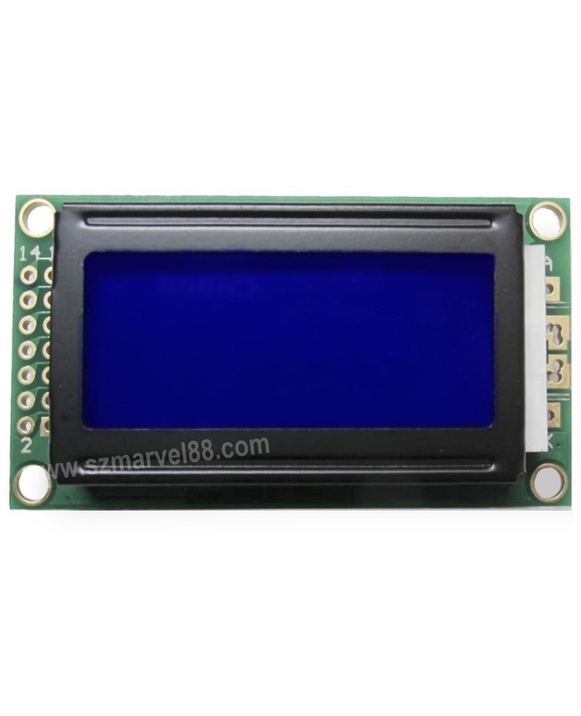 M0802B-B5, 8x2 Character Dot-matrix LCD Module, STN Blue LCD type, White backlight, transm