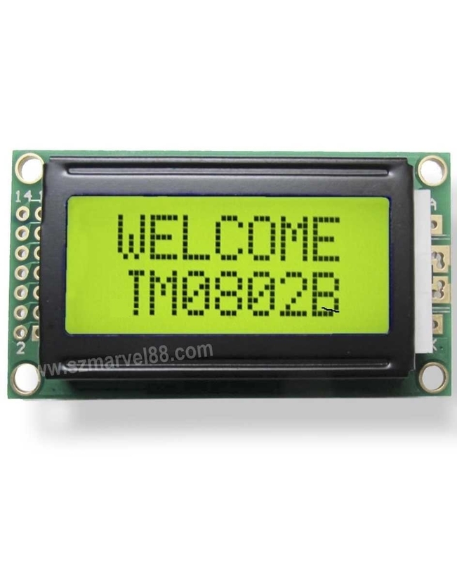 M0802B-Y5, 8x2 LCD display module, Character Dot-matrix, STN Y-G, transflective/positive,