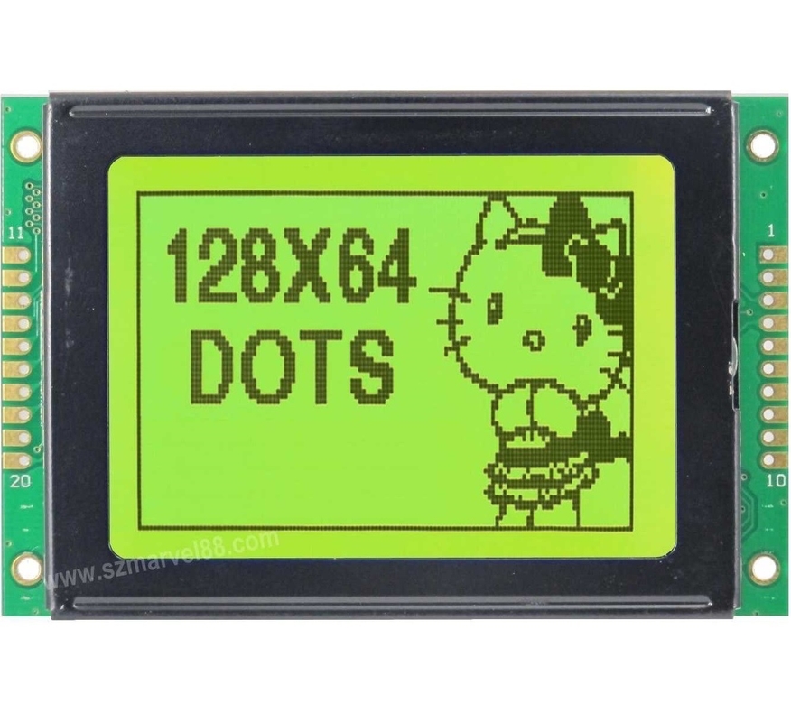 M12864K-Y5, 12864 Graphics LCD Module, 128 x 64 Display, STN yellow green, transflective/p