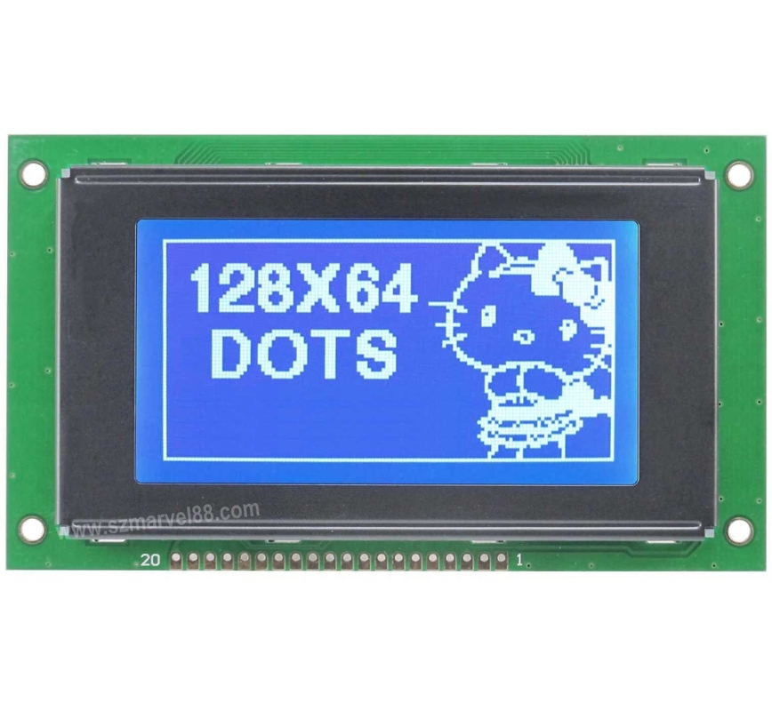M12864A3-B5, 12864 Graphics LCD Module, 8 x 64 dot-matrix Display, STN Blue, transmissive/
