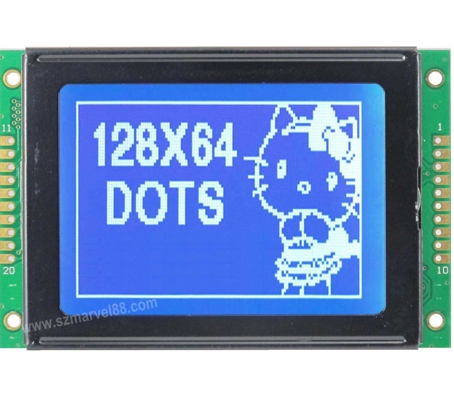 M12864K-B5, 12864 Graphics LCD Module, 128 x 64 dot-matrix Display, STN(Blue), transmissiv