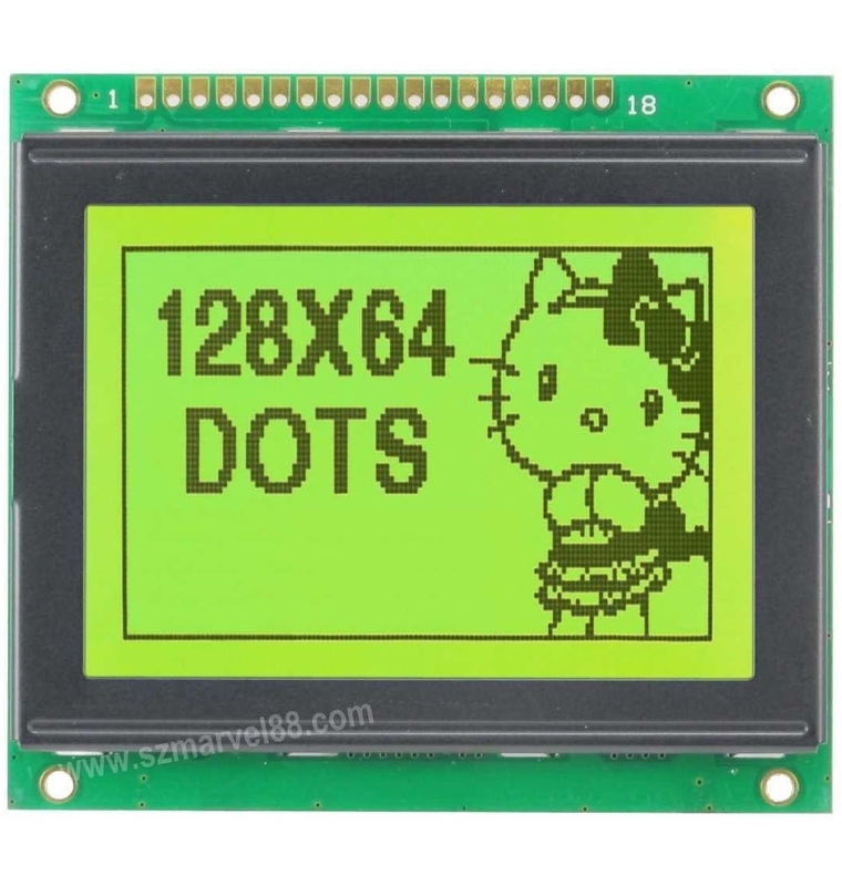 M12864C2-Y5, 12864 Graphics LCD Module, 128 x 64 dot-matrix Display, STN YG, transflective